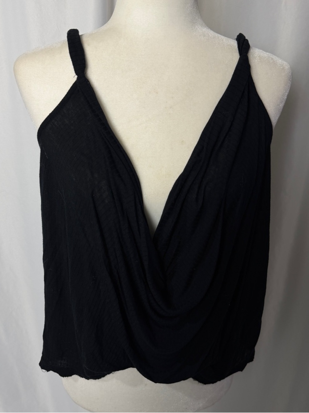 Free People Black Deep Cowl Neck Camisole Tank Top